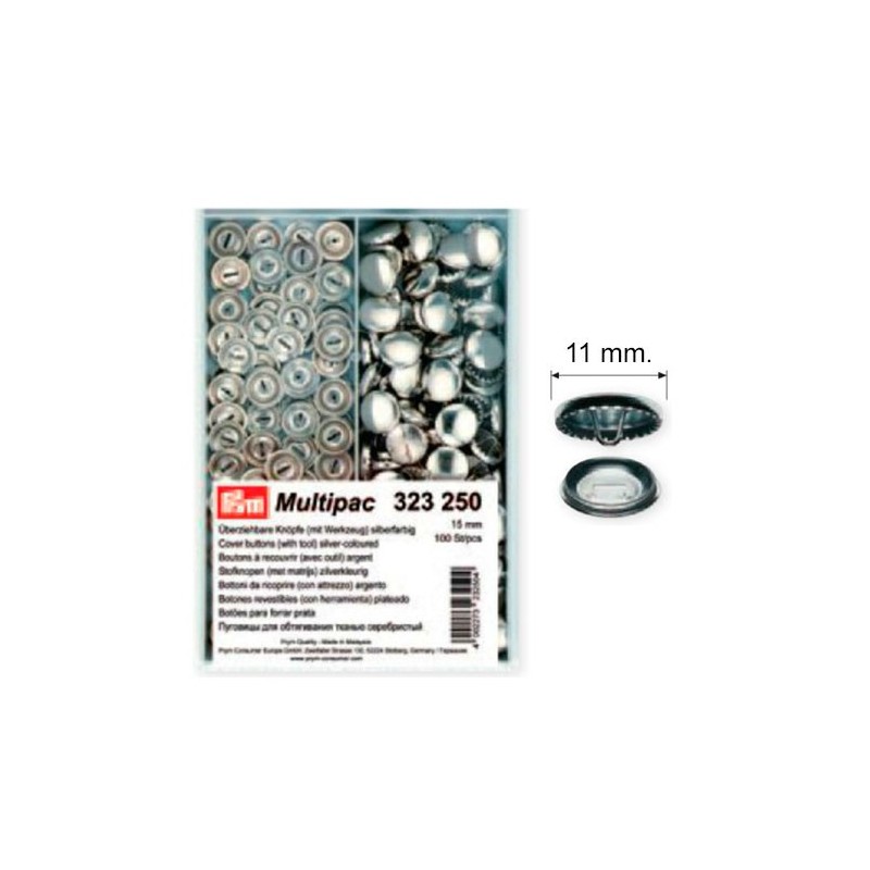 323118 Boton Revestible (Caja 100 uds) 11mm Plata 