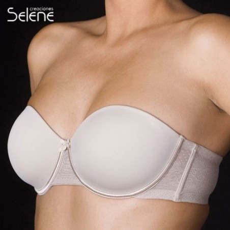 Sujetador mujer sin tirantes con aros y relleno                       