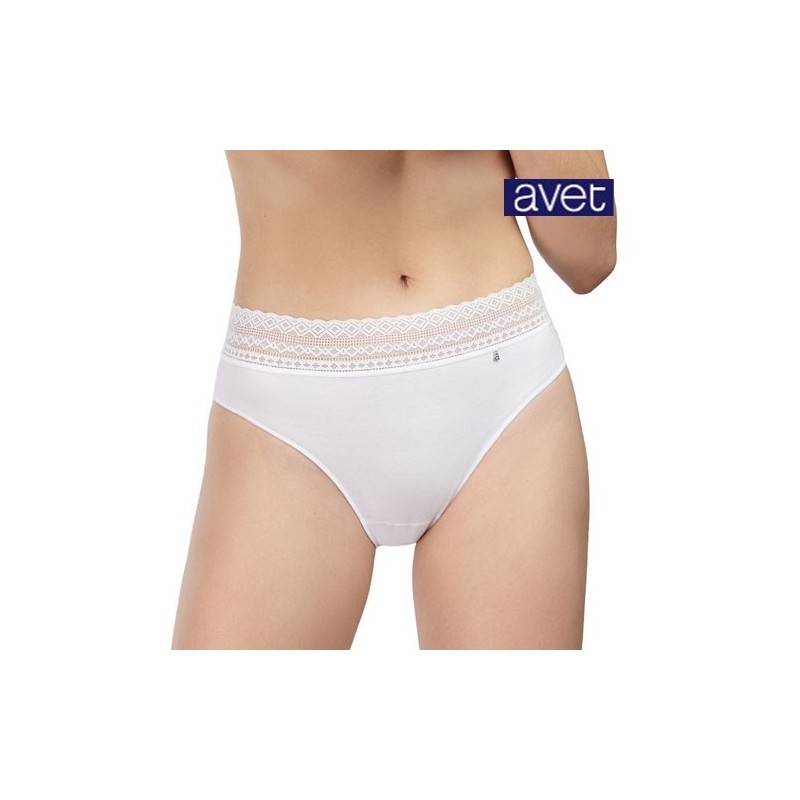 Bikini de mujer liso adorno cintura blonda encaje                     