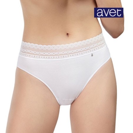 Bikini de mujer liso adorno cintura blonda encaje                     