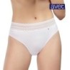 Bikini de mujer liso adorno cintura blonda encaje                     