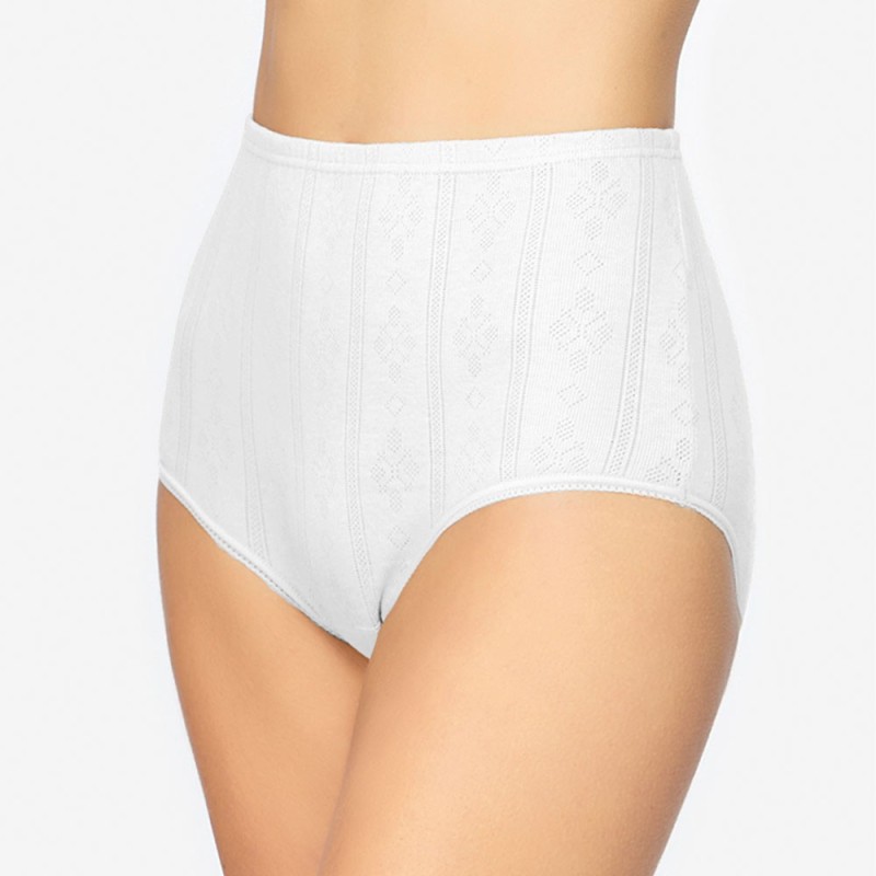 Bragas altas mujer de algodón calado con rizo                         