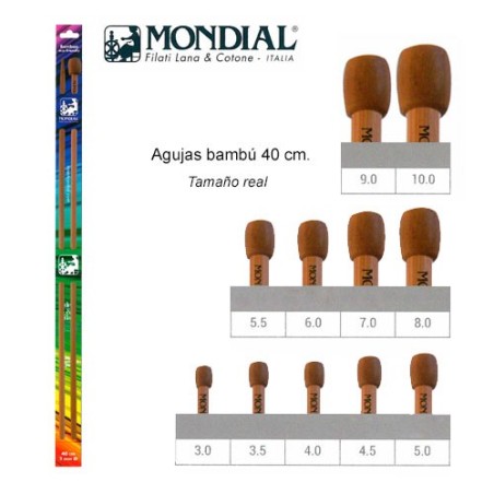 Aguja para tricotar de bambu                      
