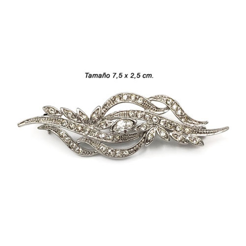 Broche para mantilla al baño rodio con cristales | Envíos 24h | Mercys