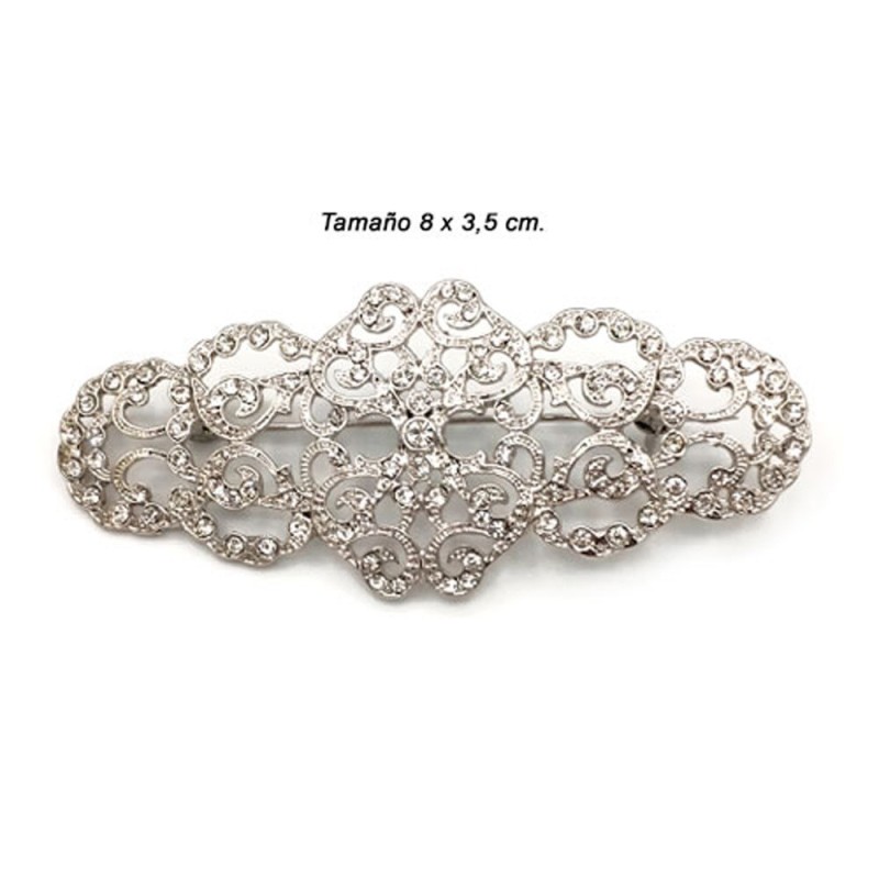 Broche para mantilla la baño rodio con cristales | Envíos 24h | Mercys