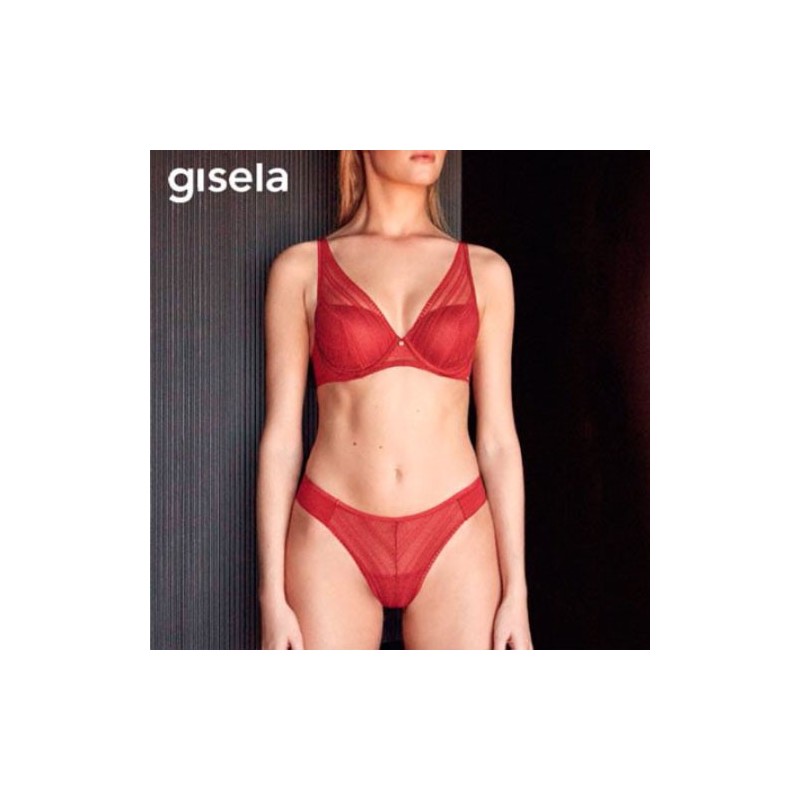 Conjunto braga y sujetador mujer rojo Gisela                          