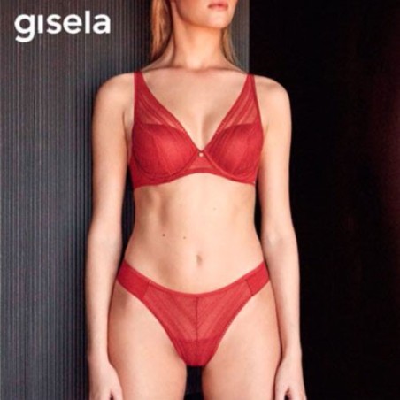 Conjunto braga y sujetador mujer rojo Gisela                          